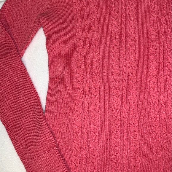 Talbots Pink Cableknit Turtleneck Sweater - Picture 3 of 3